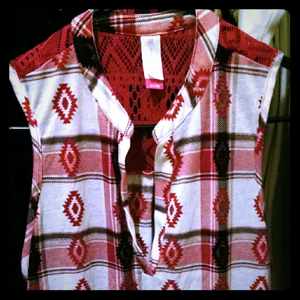 Plaid lacey tank top