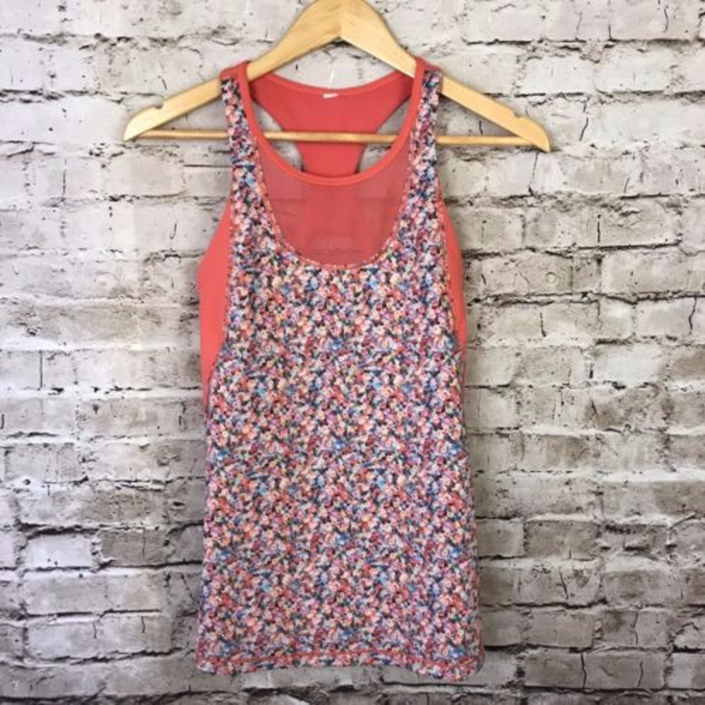 Women's Lululemon Mesh With Me Tank Floral Orange