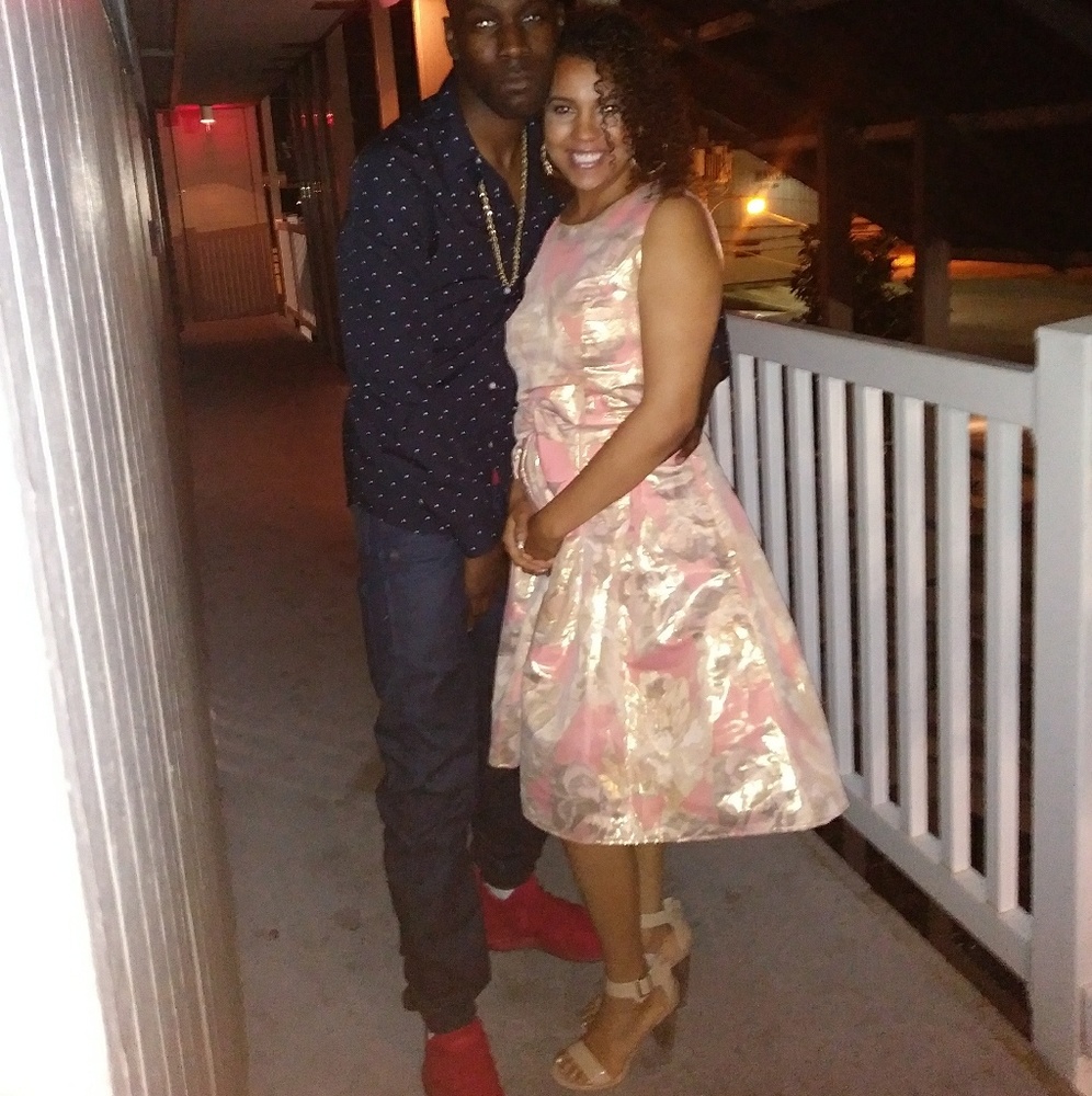 Tommy Hilfiger Dress Tie Floral Pink Peach Gold 10