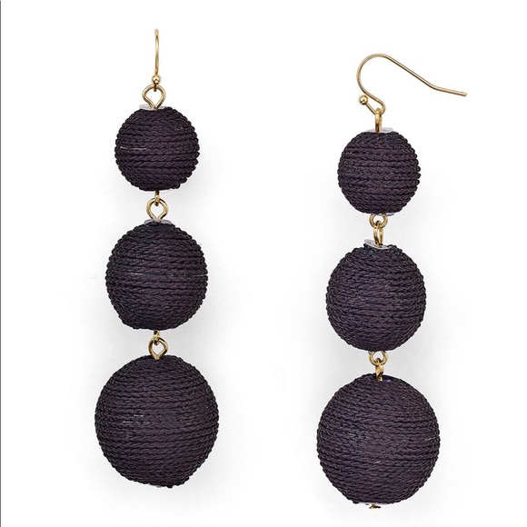 black ball drop earrings