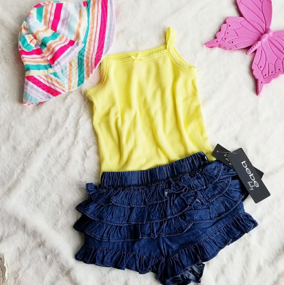 💕HP💕NWT BEBE Ruffles Shorts w/Hat
