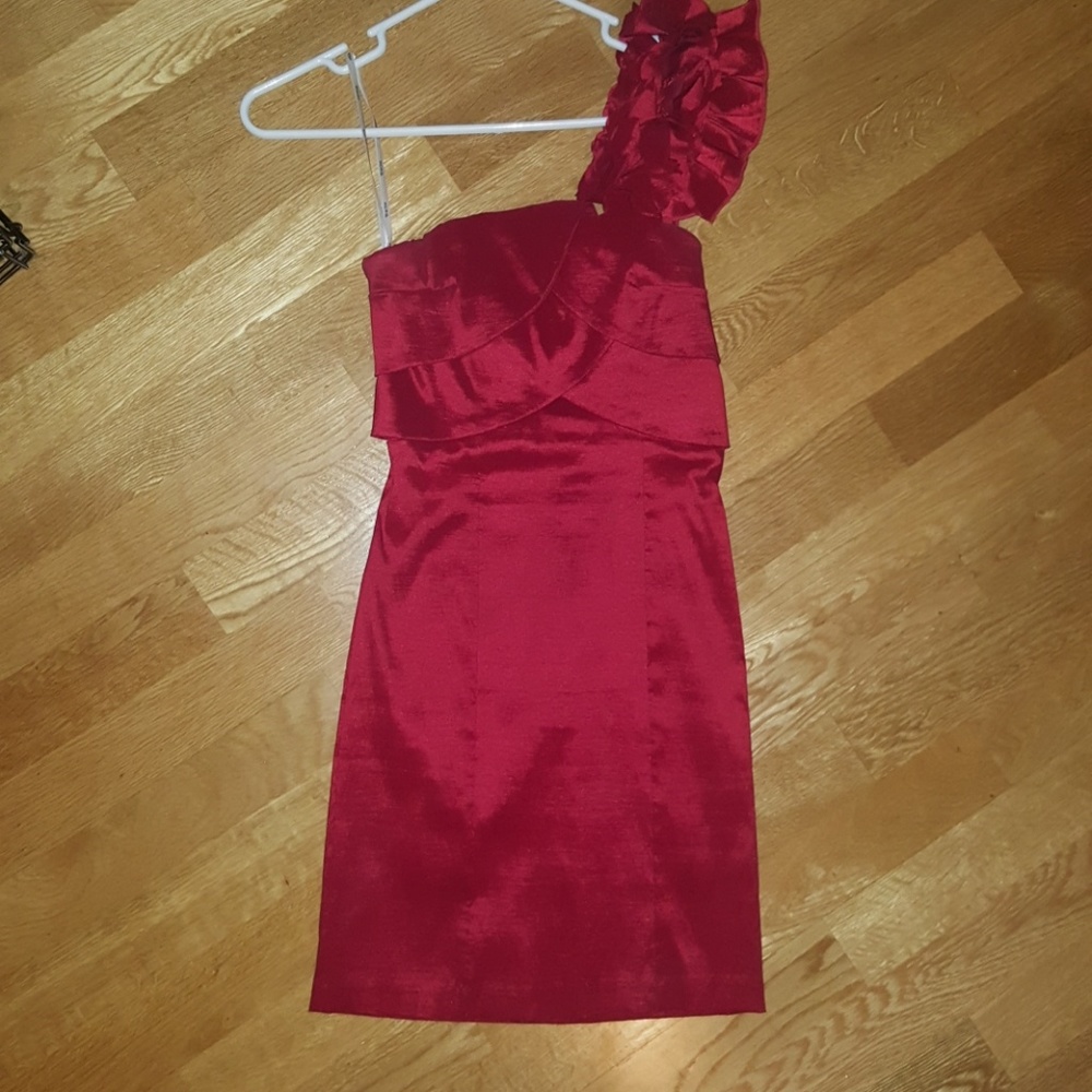 Red Taffeta Fitted Dress