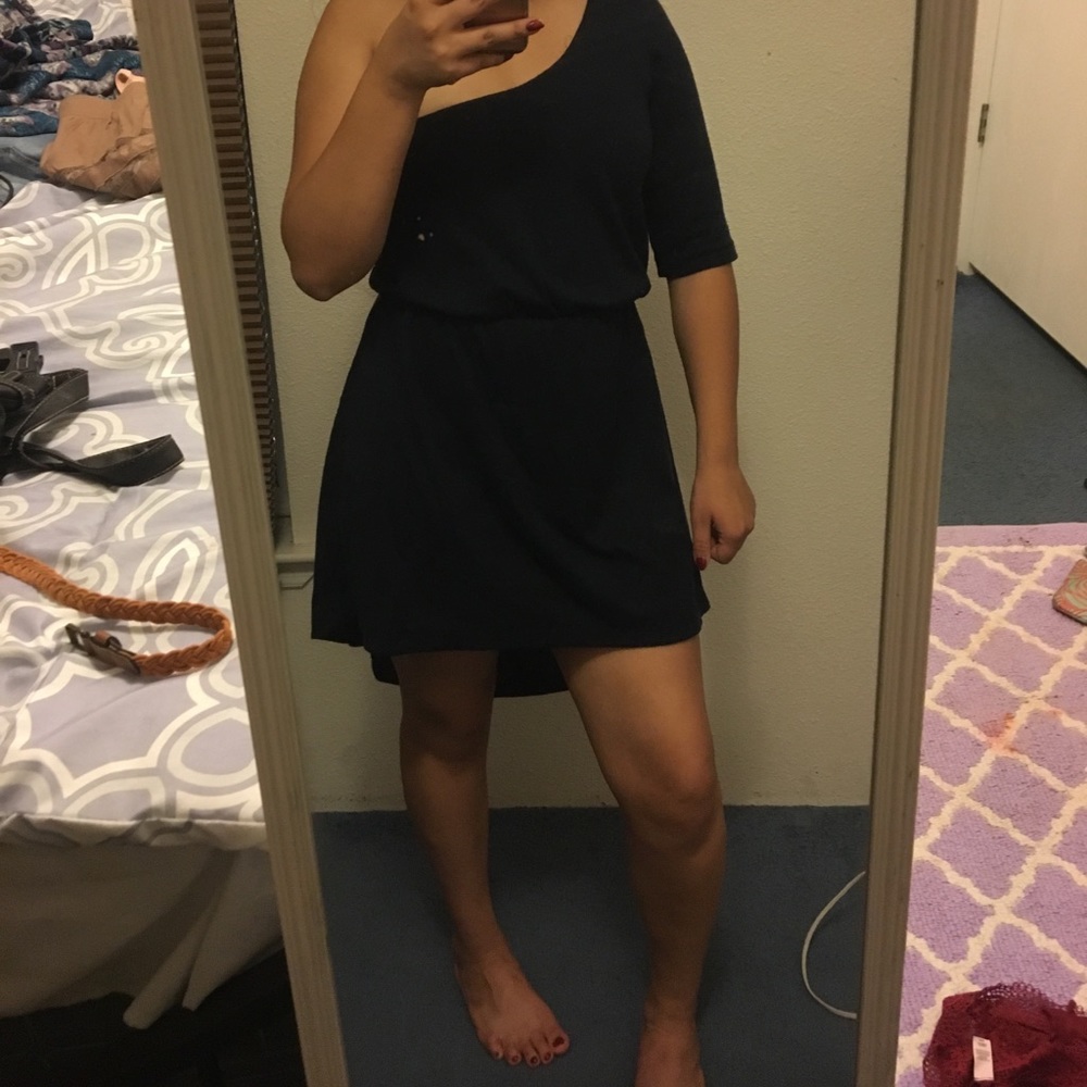 Navy blue hi-low dress
