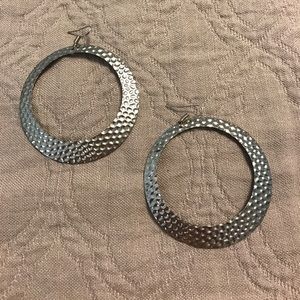 Hammered "Silver" Hoop Earrings