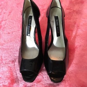 Black Patent Peep Toe Nine West Pumps