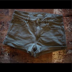 American Eagle Denim Hi Rise Shortie, army green