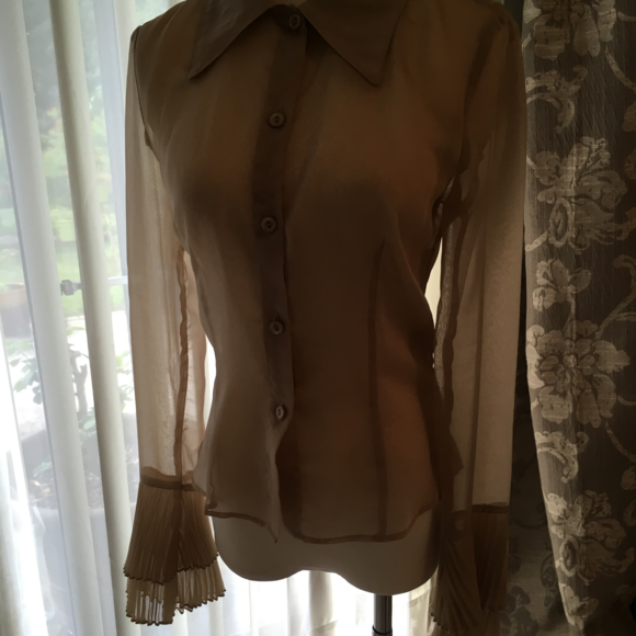 SOLD—-Sheer two layered flare sleeved blouse - Picture 3 of 5
