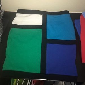Blue white green black skirt