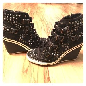 ASH Limited Edition Studded Wedge High Top Sneaker