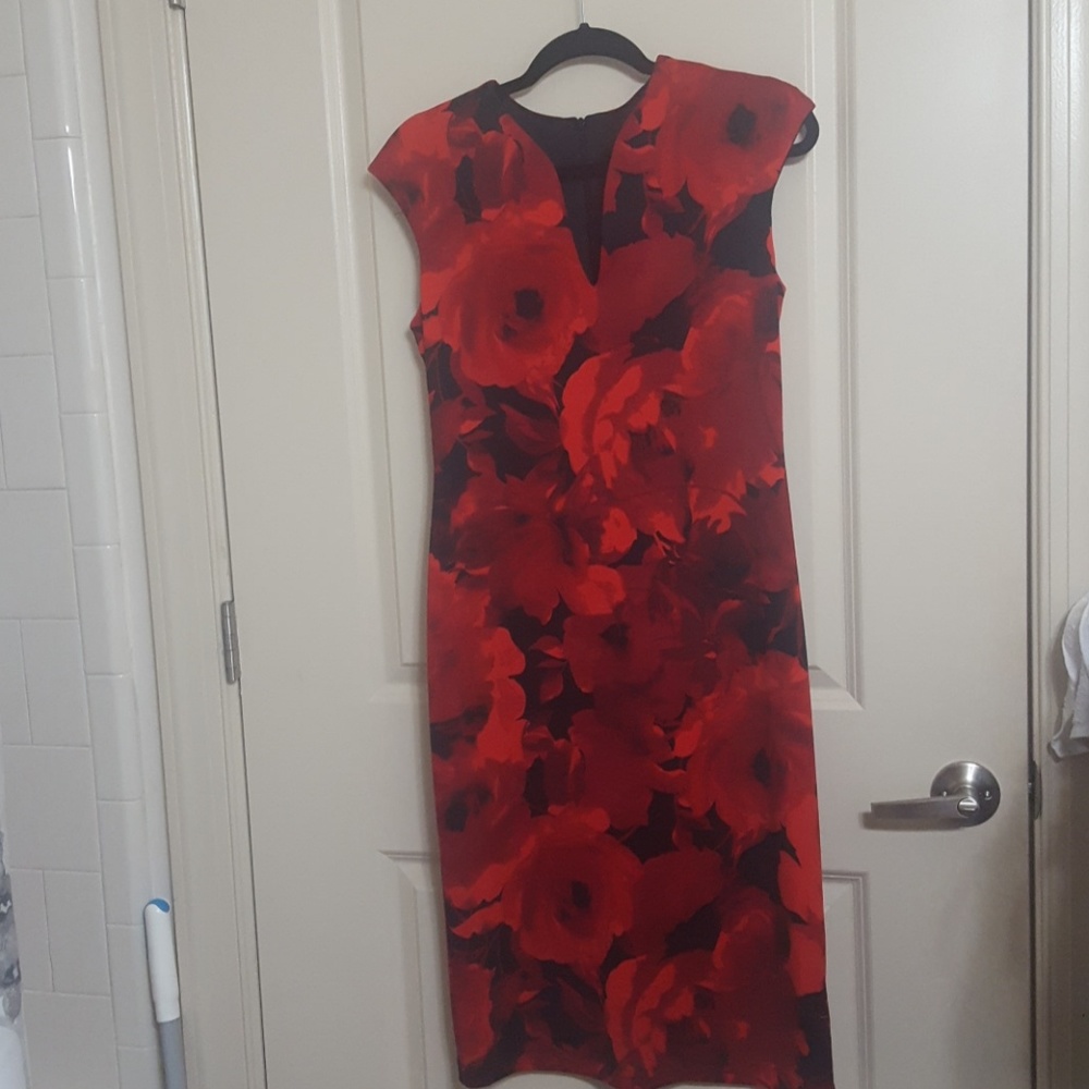 NWOT Connected Apparel Red Floral Dress