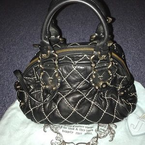 Juicy Culture Black Leather Quilted Tote