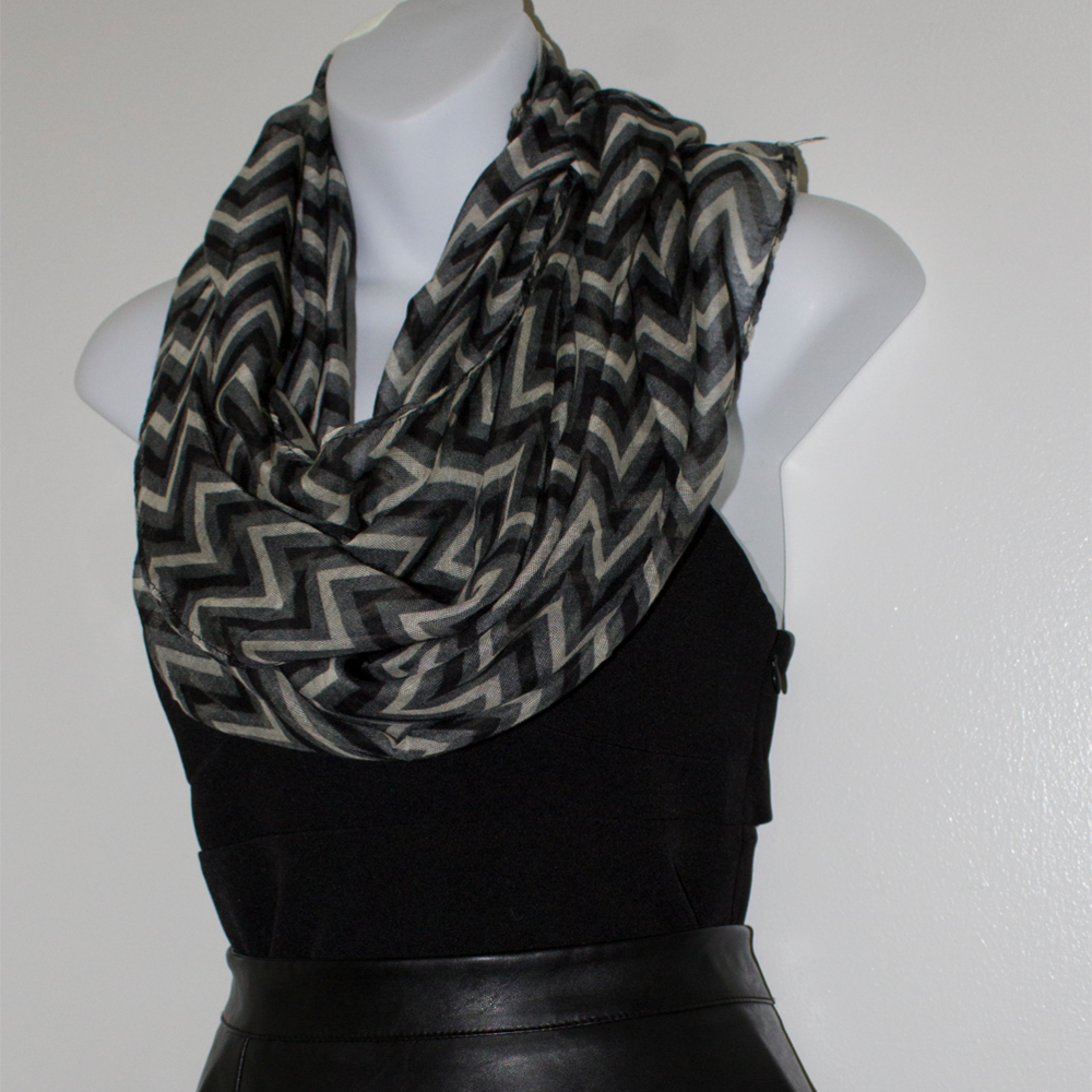 NWT Black and Gray Infinity Scarf