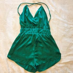 ❌❌SOLD❌❌ Green Silky romper