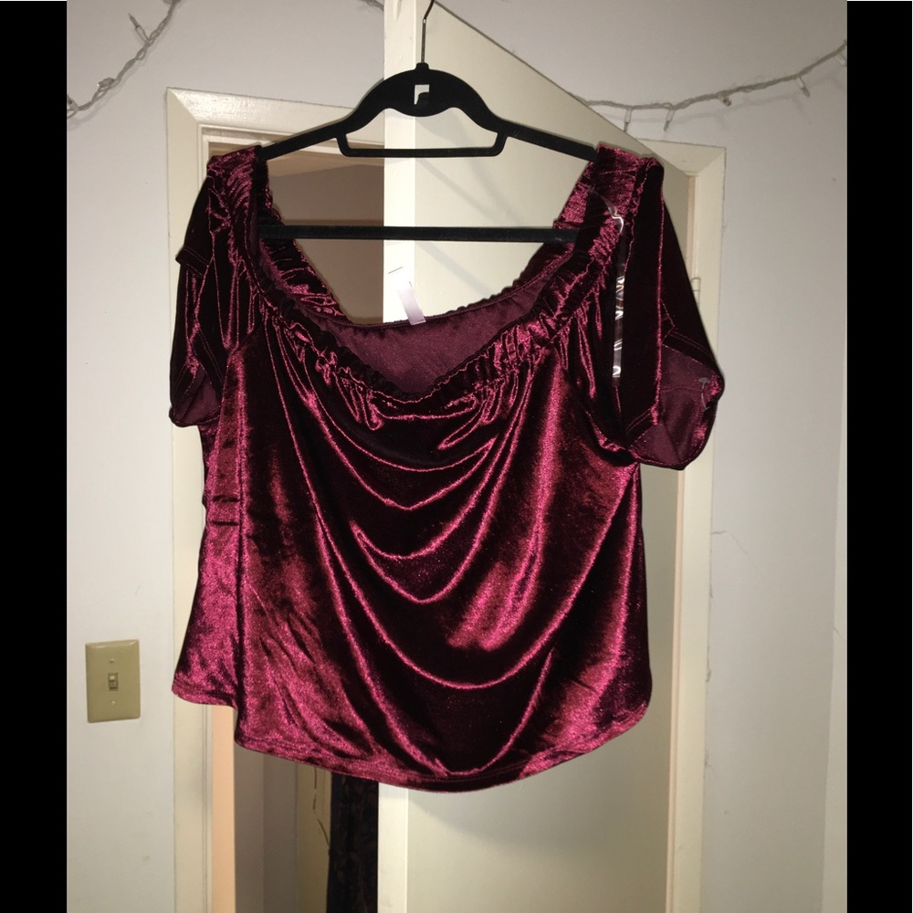 Velvet off the shoulder top