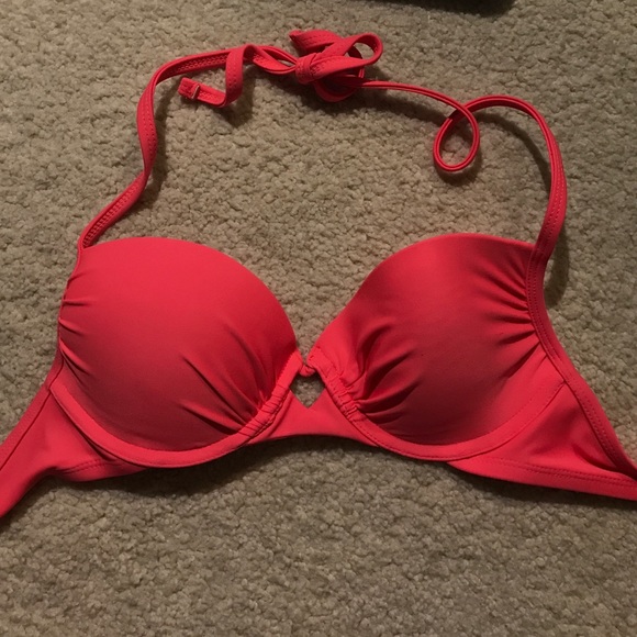 worn once, bright coral XS push up bikini top - Picture 1 of 2
