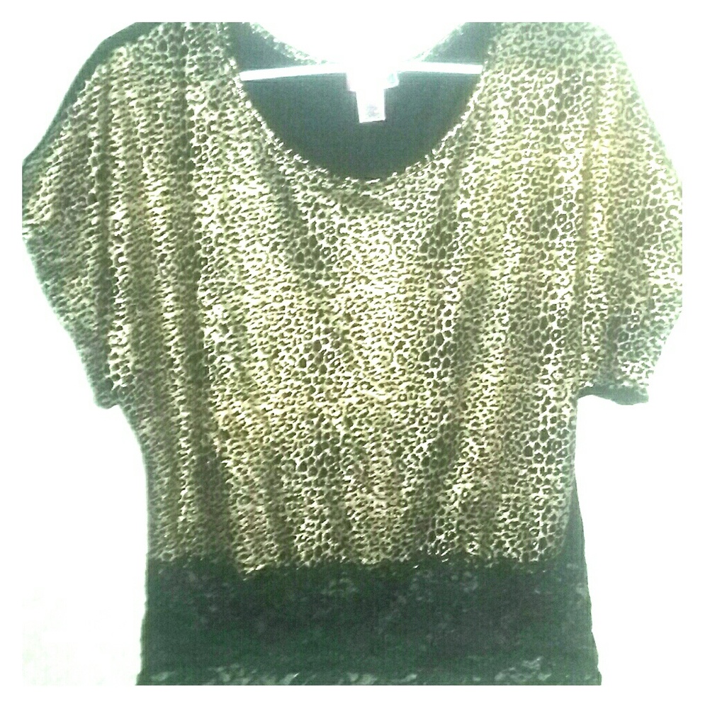 metallic cheetah print womens top