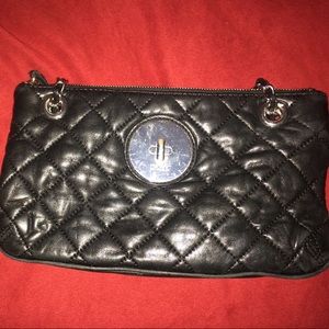 black leather quilted DKNY purse