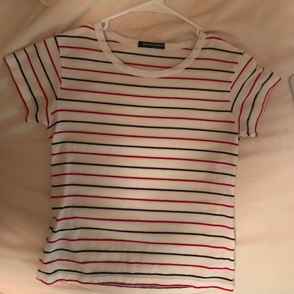 red&blue striped tee