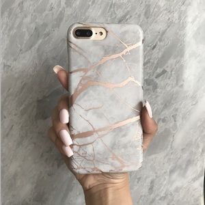 White & Rose Chrome Marble iPhone 6 case