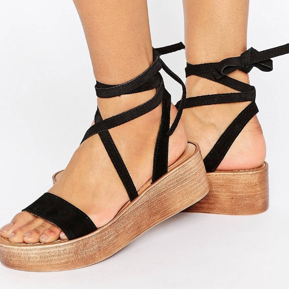 ASOS Truthful Suede Tie Leg Wedge
