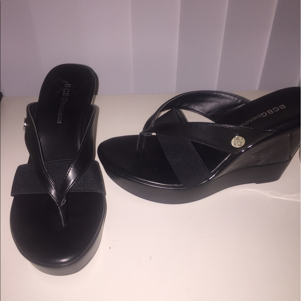 BCBGENERATION Black Wedge Sandals