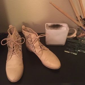 Tan Lace Ankle Boots