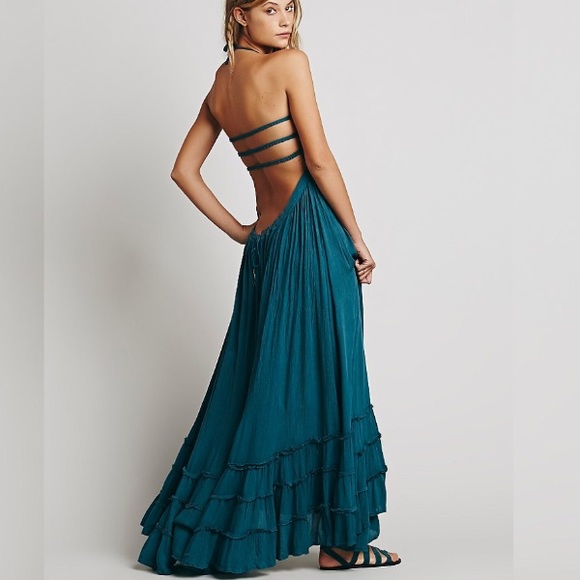 Blue Summer Maxi DRESS Beach Halter Extratropical - Picture 3 of 5