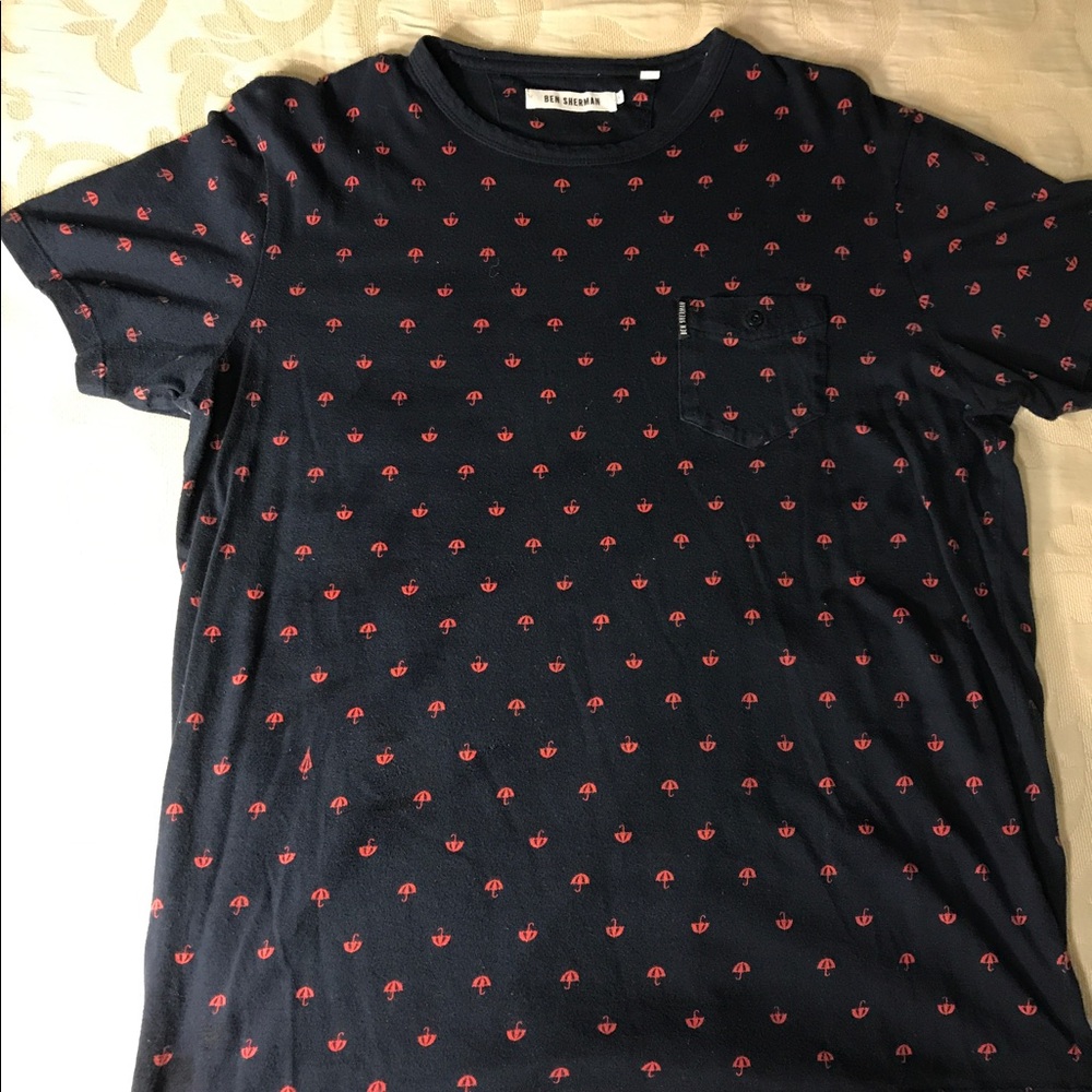 Ben Sherman Dark Blue Umbrella Pattern Tee