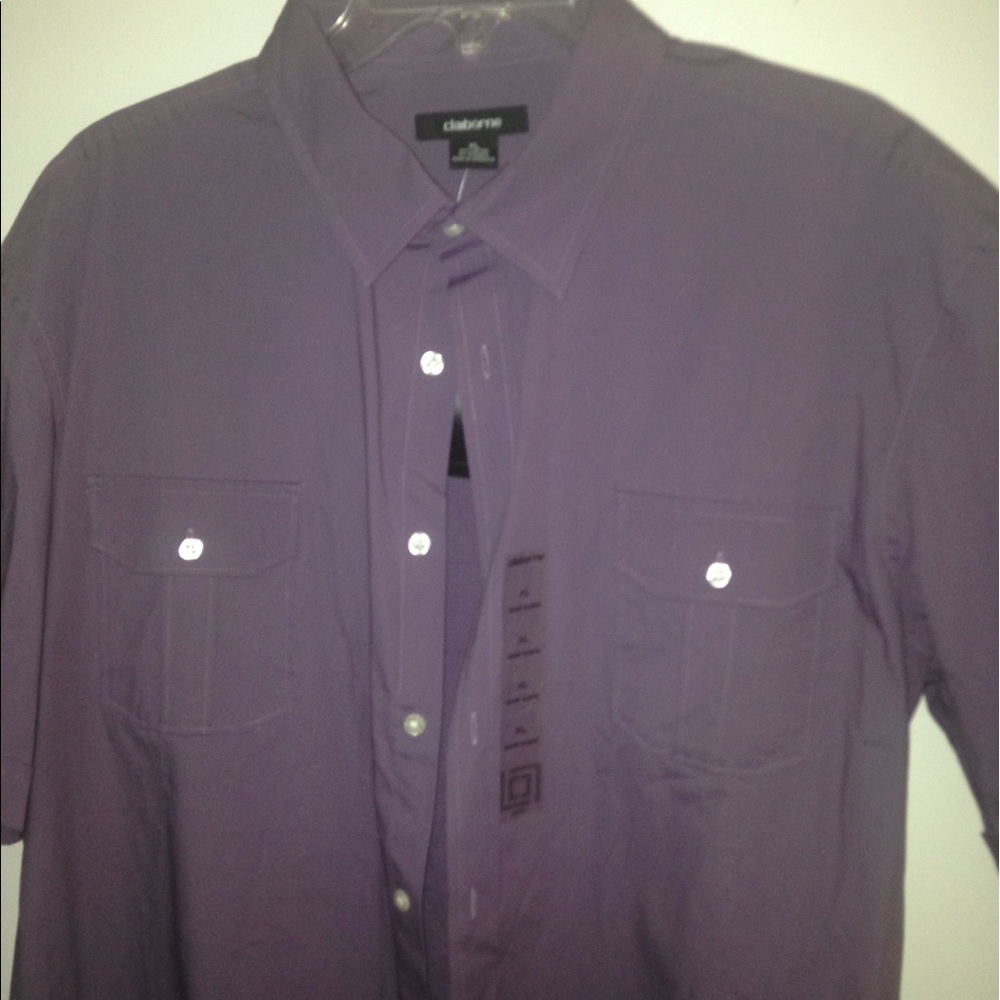 Liz Claiborne Men's Purple Short sleeve Button Up