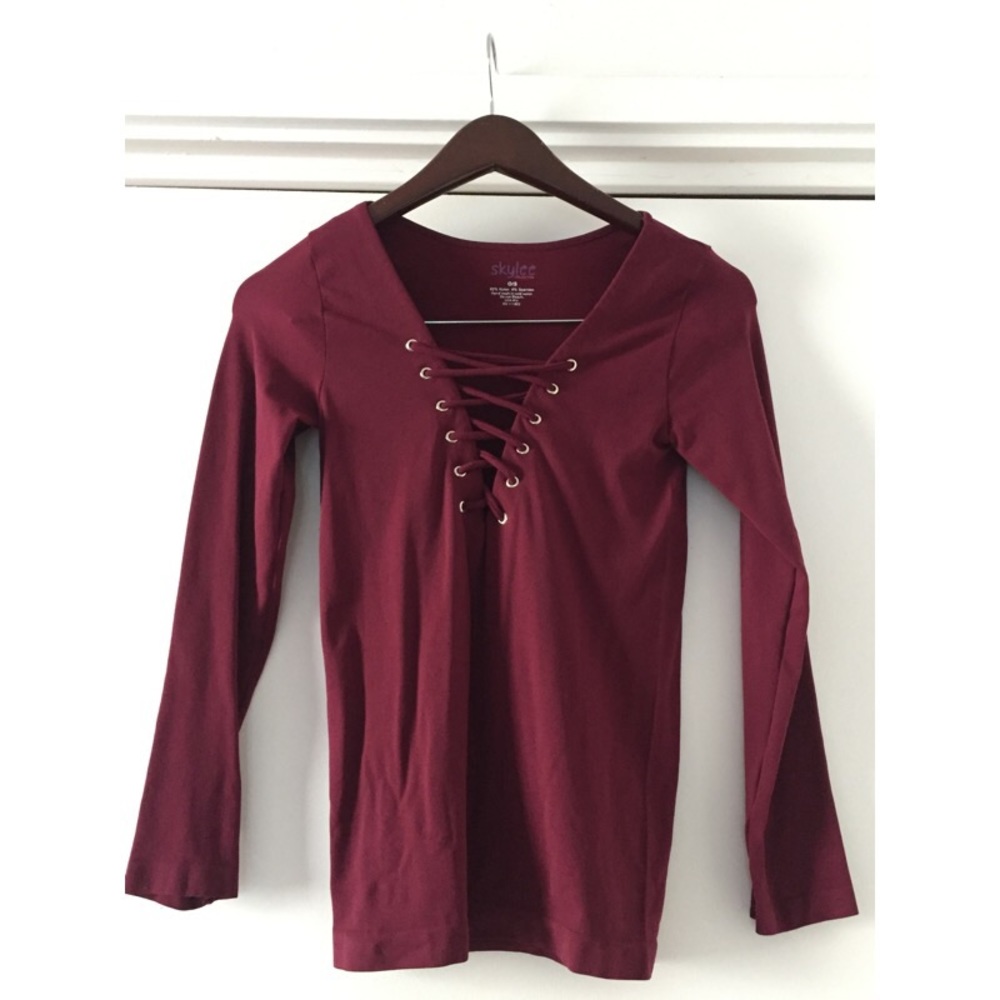 Cross String Long Sleeve Top