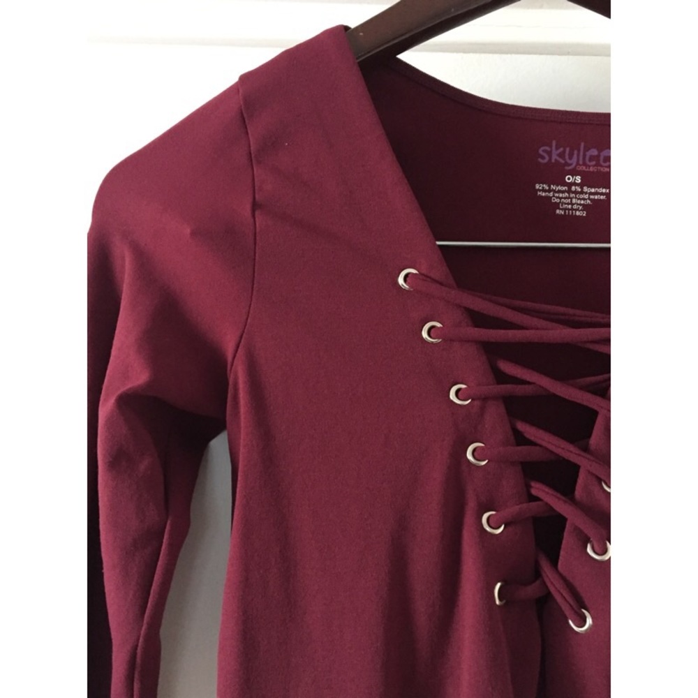 Cross String Long Sleeve Top - Picture 2 of 3