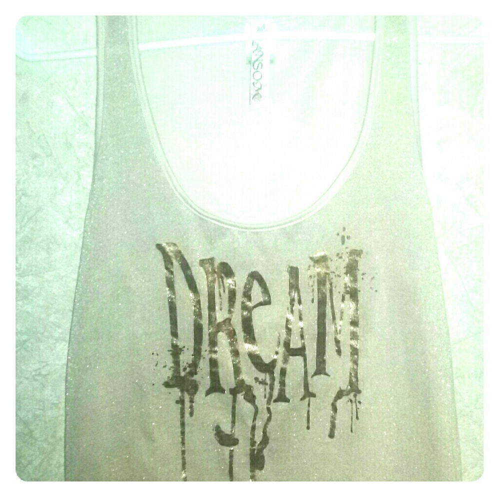 Dripping dream tank top with gold lettering