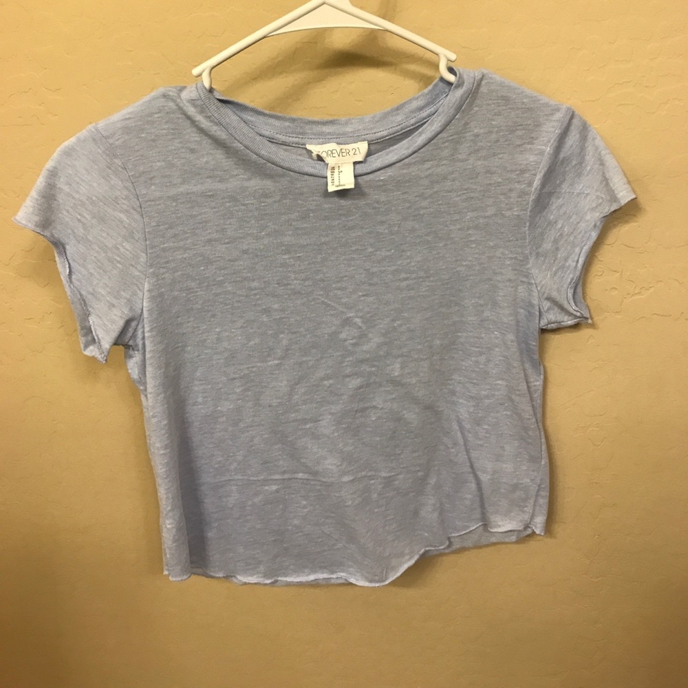 light blue cropped tee
