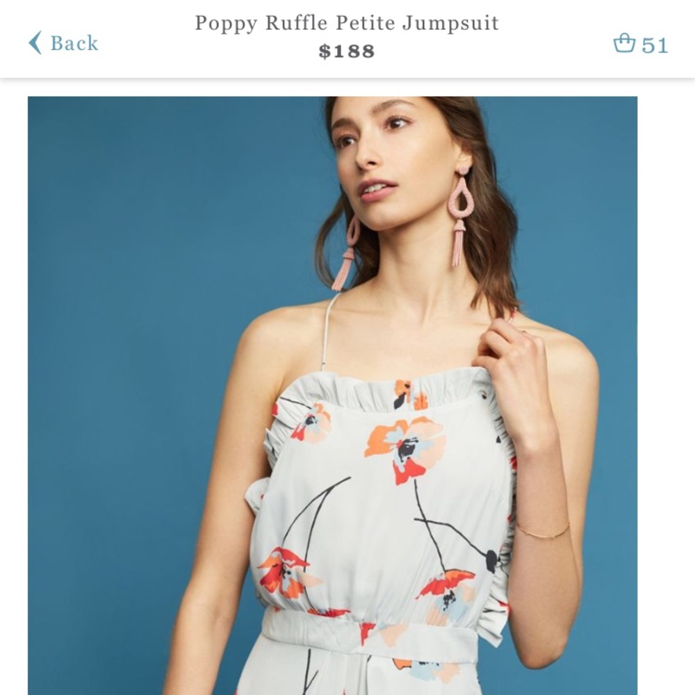 Anthropologie Poppy Ruffle Petite Jumpsuit