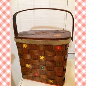 1960's Woven Wood Painted Purse OOAK Original