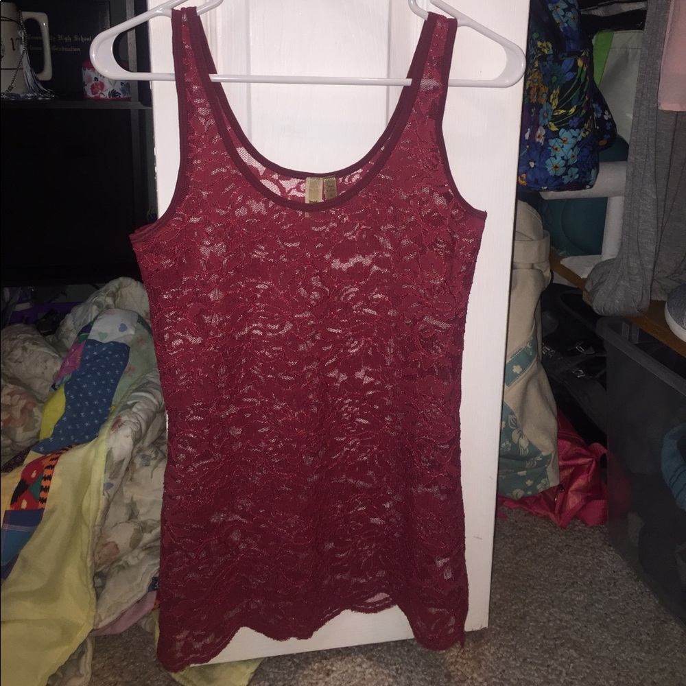 Red lace tank