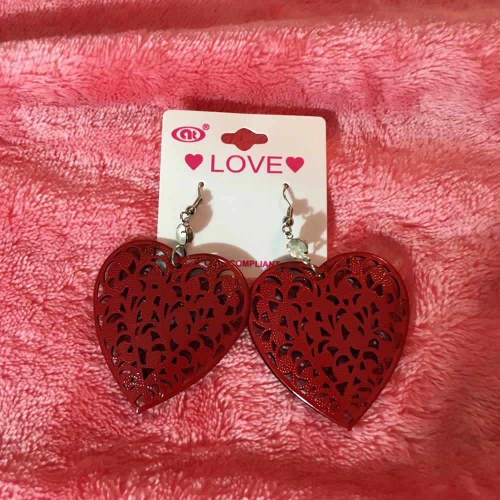 SOLD Red 3D Heart earrings