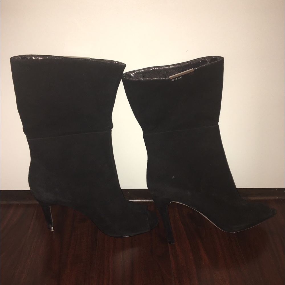 Calvin Klein suede open toe booties
