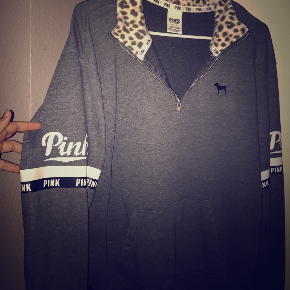 VICTORIA'S SECRET CHEETAH 1/4 ZIP HOODIE