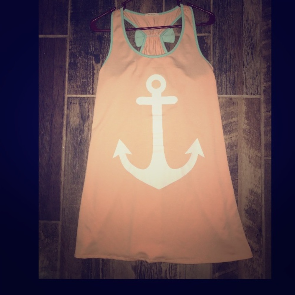 Peach anchor dress with back now detail