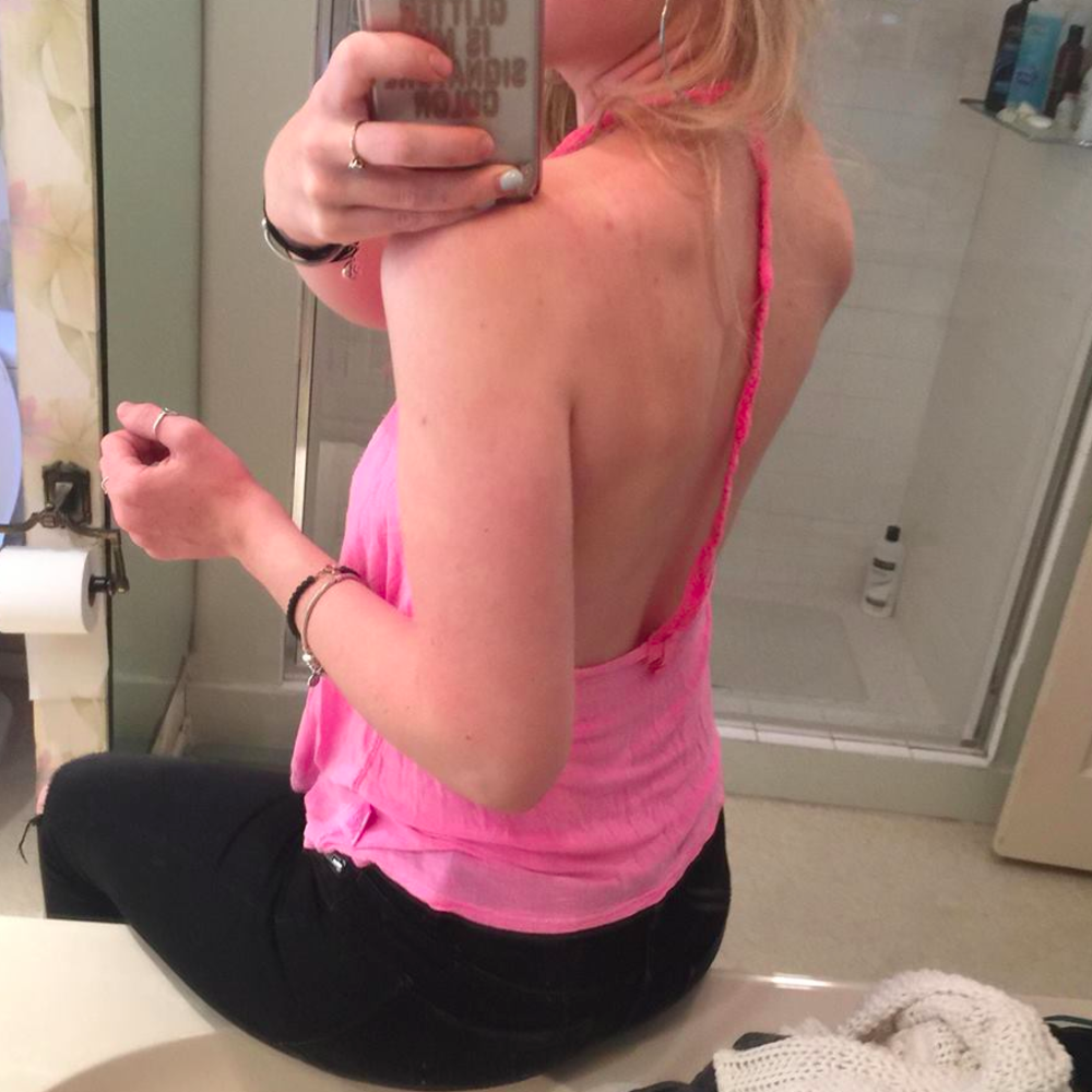 LF hot pink backless crochet tank