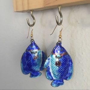 Enamel Metal Fish Earrings