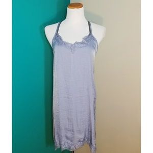 Aerie Lace Trim Satin Slip Dress