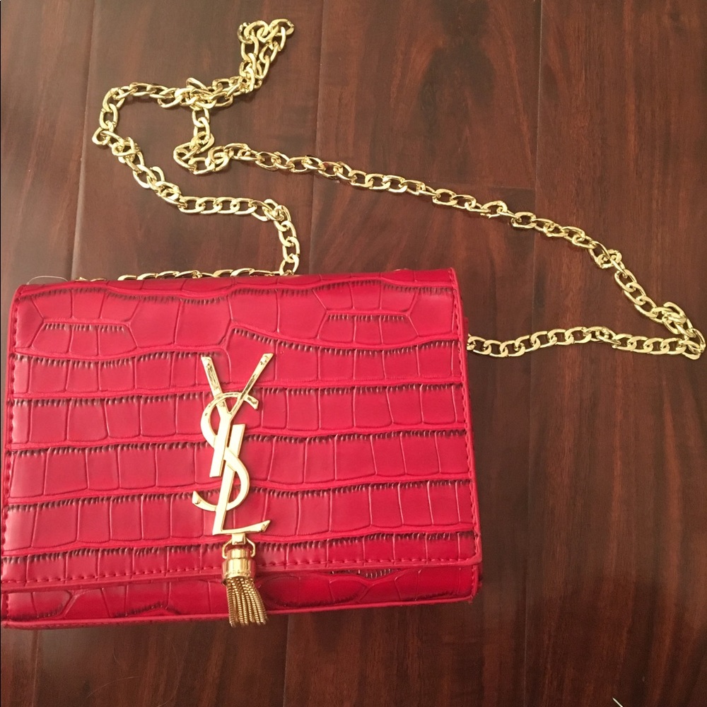 Ysl inspired red crocodile crossbody