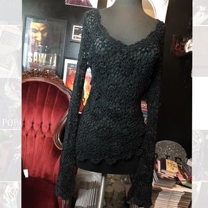 Black crochet long sleeve
