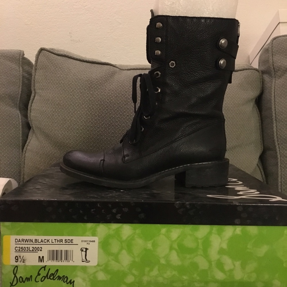 Black Leather Sam Edelman Darwin Moto Boot sz 9.5