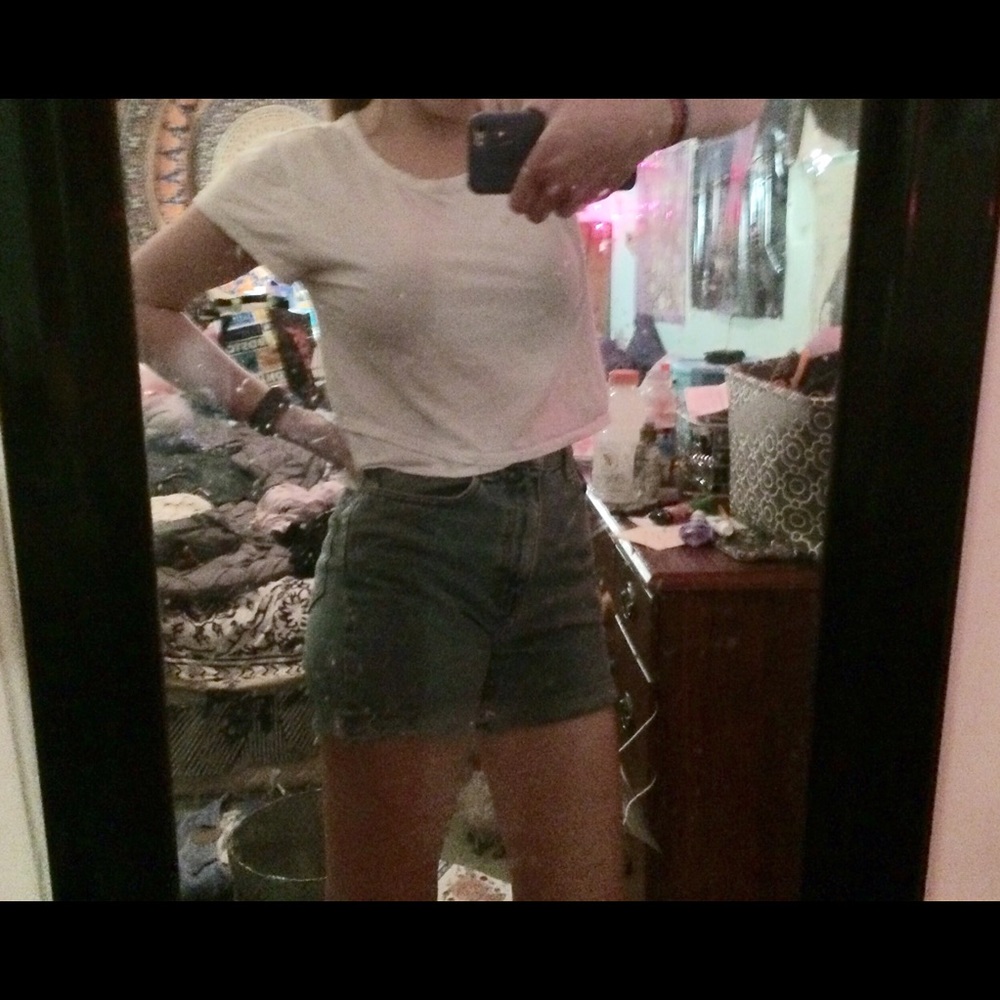 Calvin Klein high waisted denim shorts