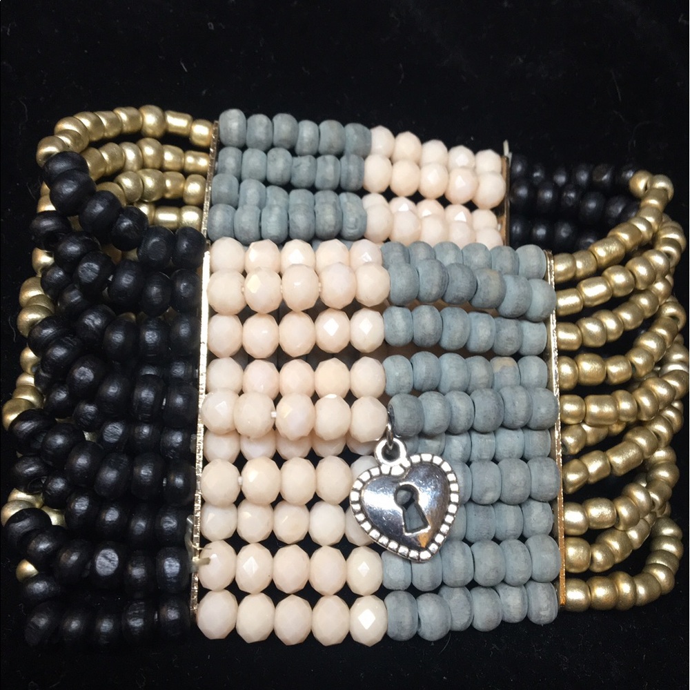 Large Beaded Bracelet BLACK/GREY/PINK/GOLD/SILVER