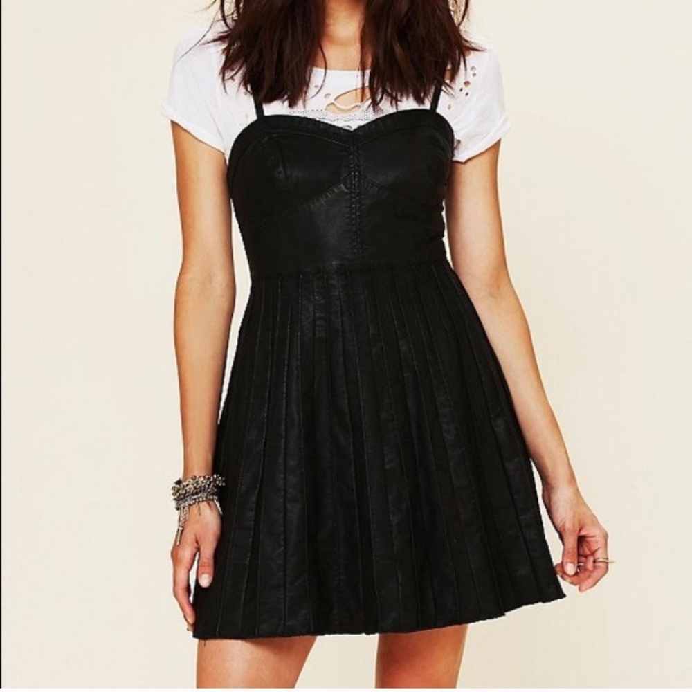 [Free People] Vegan Pleated Leather Dress