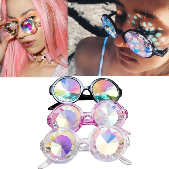 Pink Holographic Kaleidoscope Festival Sunglasses - Picture 6 of 6